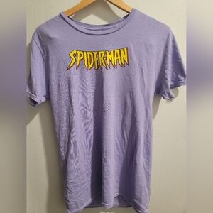 NWT Spider-Man Marvel Comic Book Purple Graphic Short Sleeve Tee Small Medium